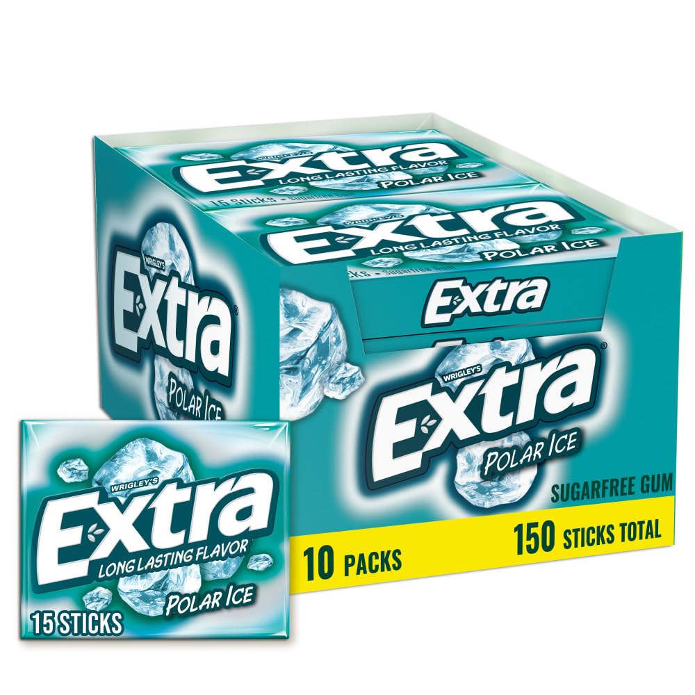 EXTRA Polar Ice Sugar Free Chewing Gum – 15 Stick Packs (Pack of 10)