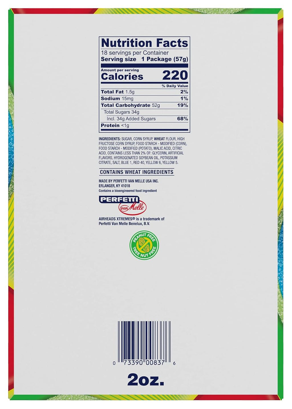 Airheads Xtremes Belts Candy - Rainbow Berry Fruit Flavor (18 Pack)