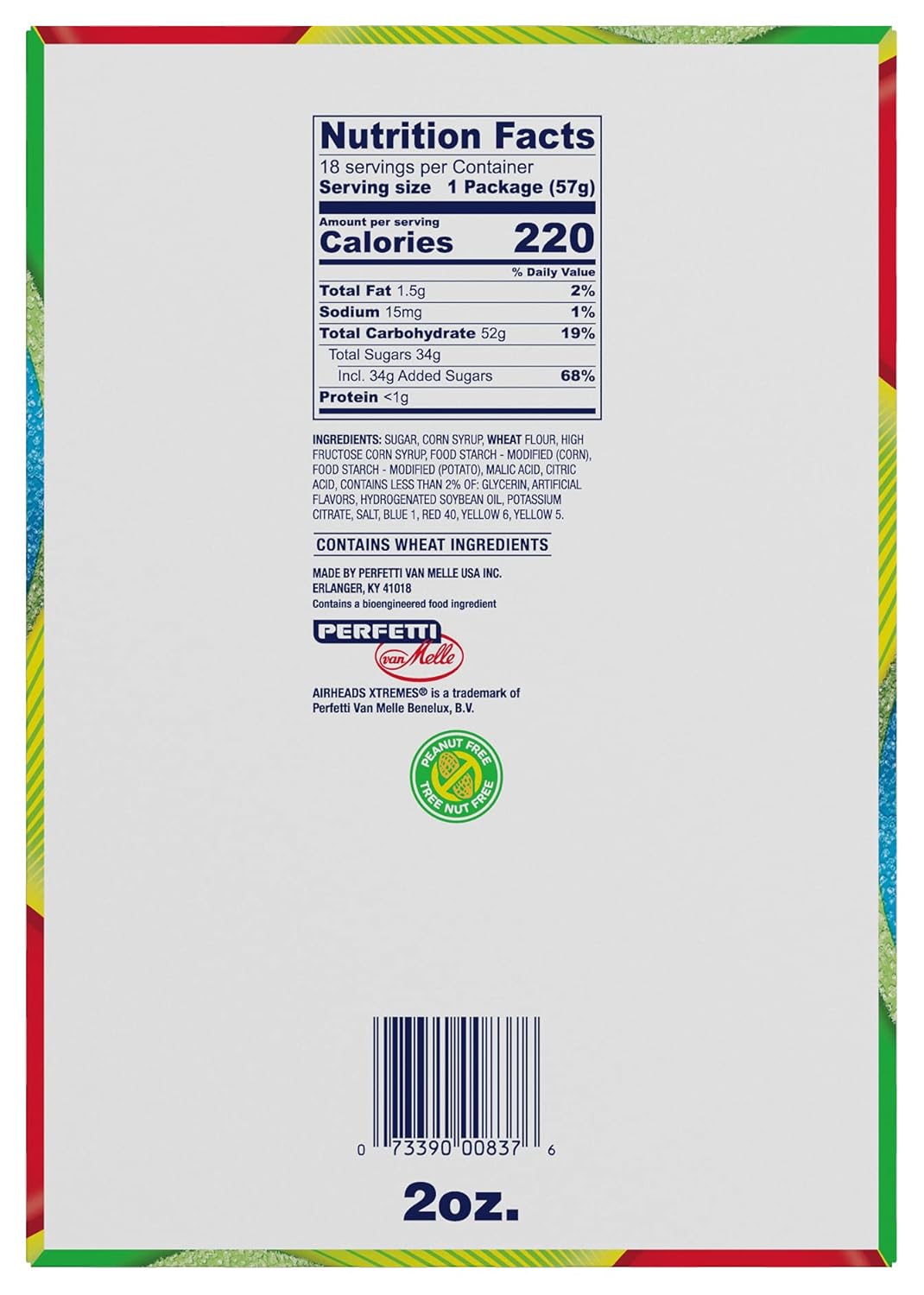 Airheads Xtremes Belts Candy - Rainbow Berry Fruit Flavor (18 Pack)