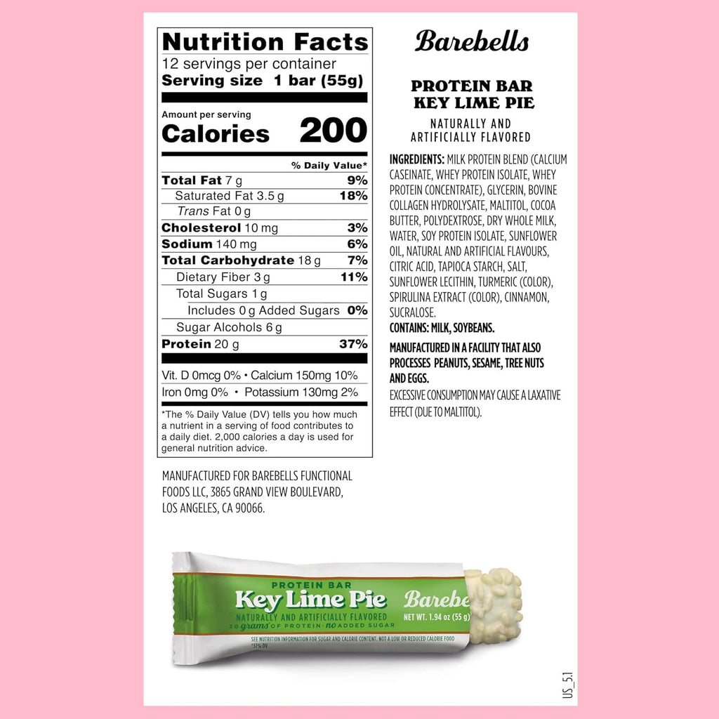 Barebells Protein Bar - Key Lime Pie - 20g Protein (12 Bars)