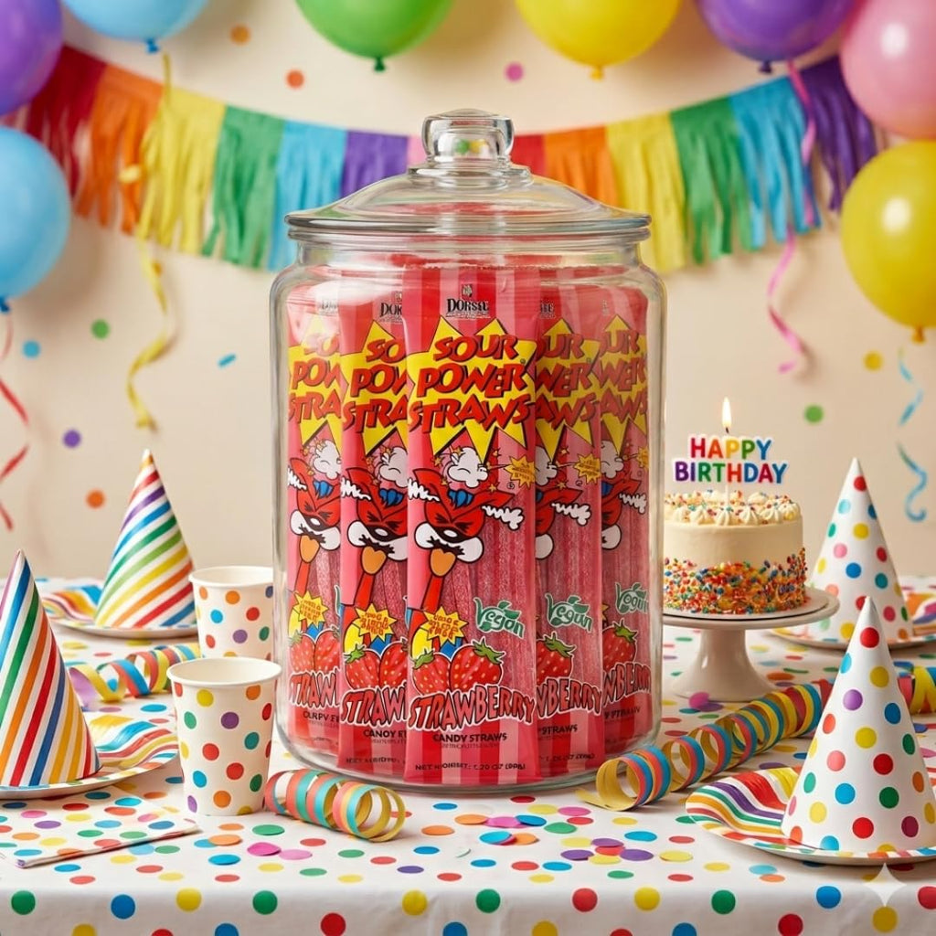 Sour Power Strawberry Straws – Sour Candy Straws (24 Pack)