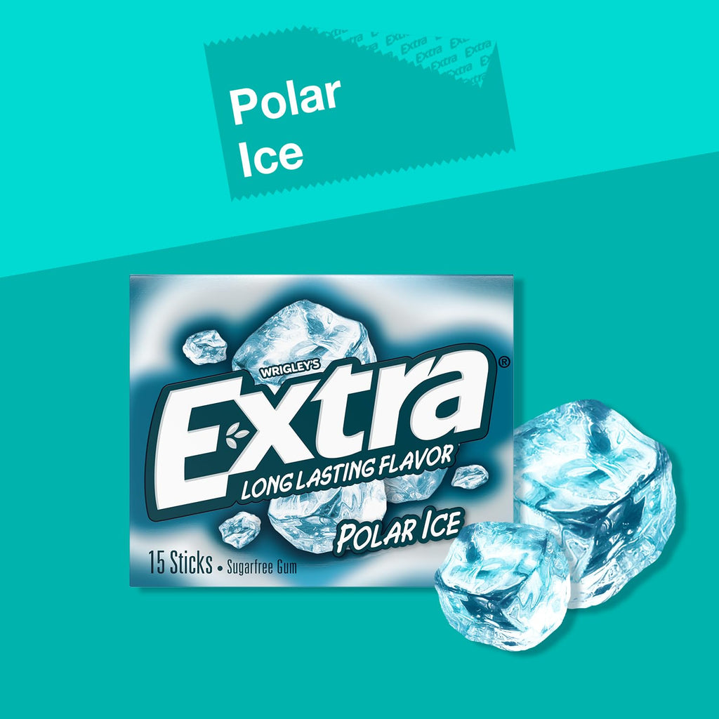 EXTRA Polar Ice Sugar Free Chewing Gum – 15 Stick Packs (Pack of 10)