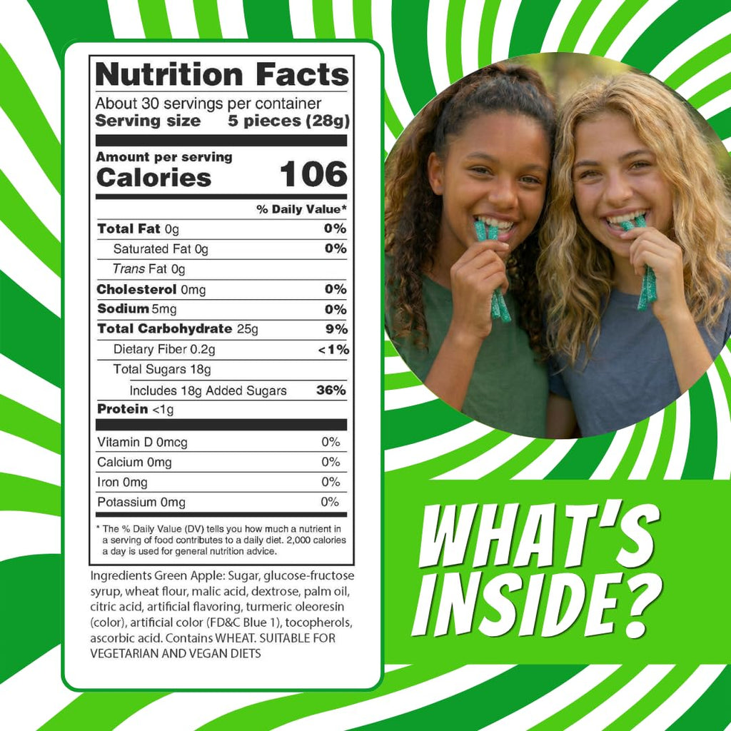 Sour Power Green Apple Straws – Sour Candy Straws (24 Pack)