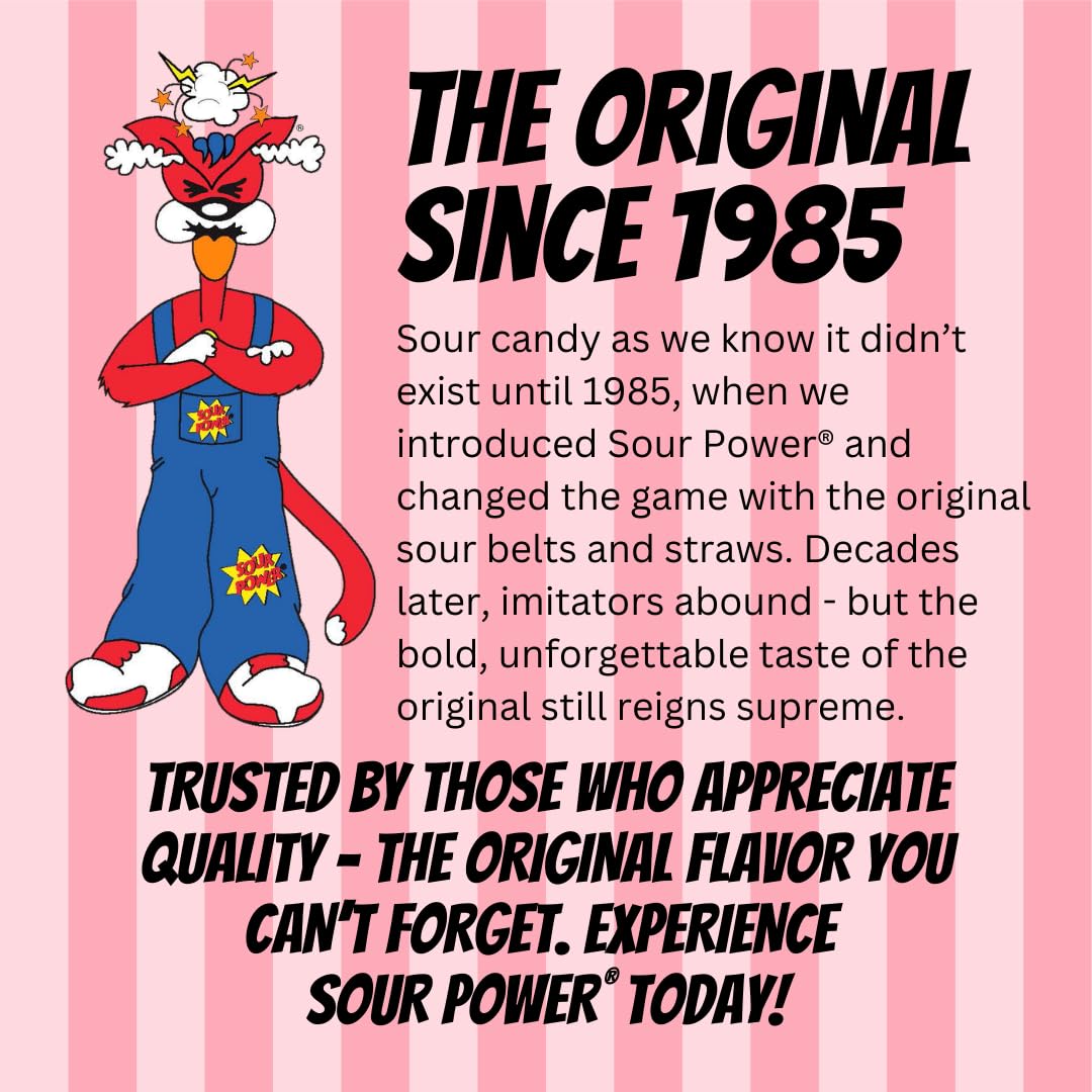 Sour Power Wild Cherry Straws – Sour Candy Straws (24 Pack)
