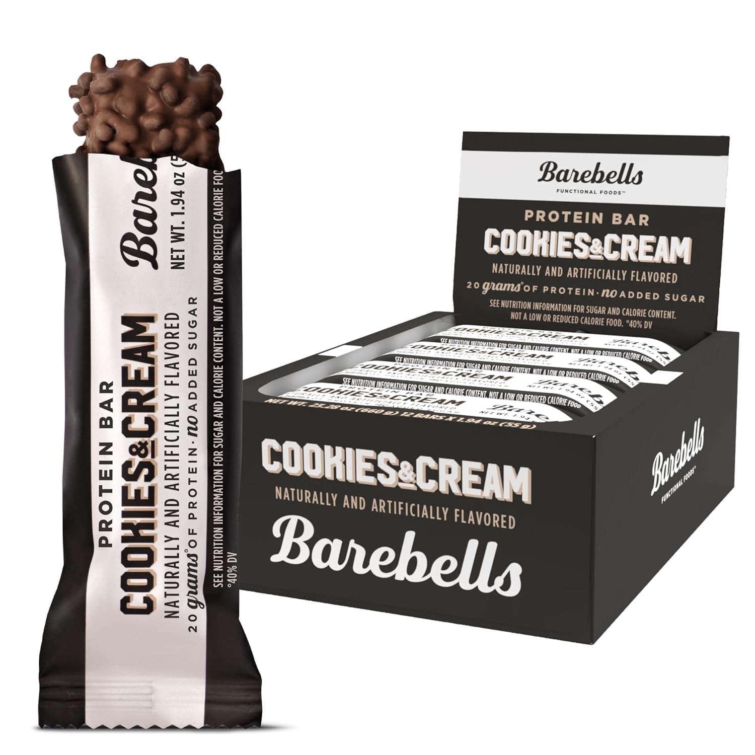 Barebells Protein Bar - Cookies & Cream - 20g Protein (12 Bars)