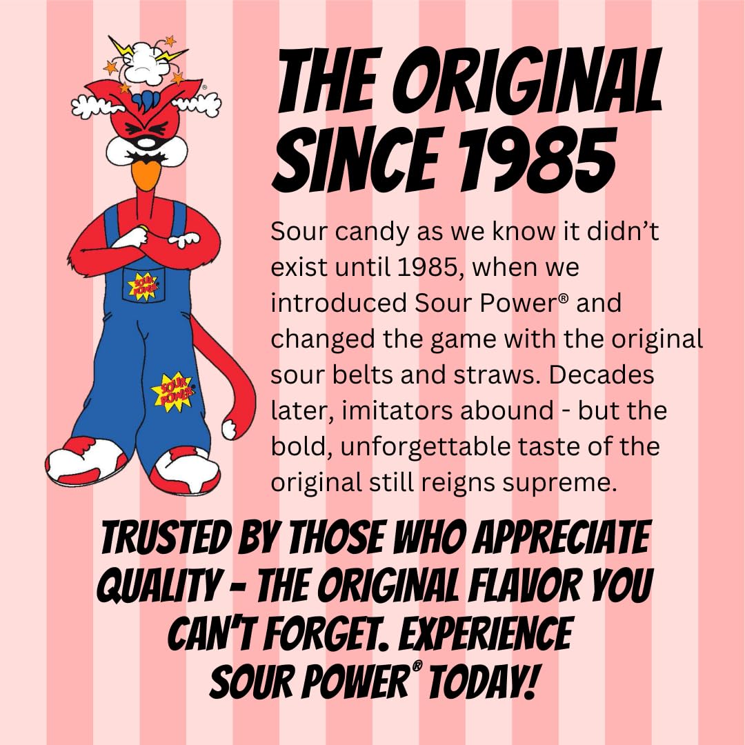 Sour Power Strawberry Straws – Sour Candy Straws (24 Pack)