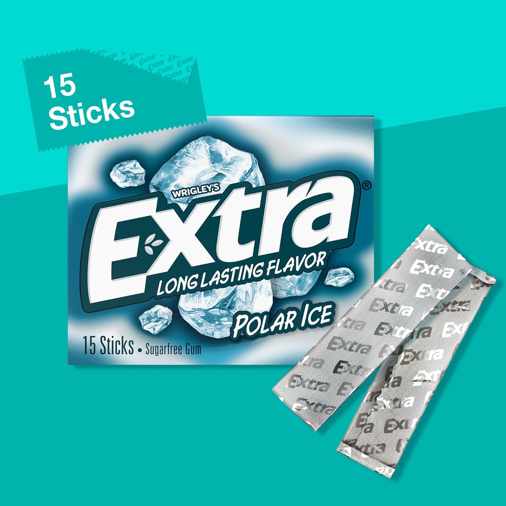 EXTRA Polar Ice Sugar Free Chewing Gum – 15 Stick Packs (Pack of 10)