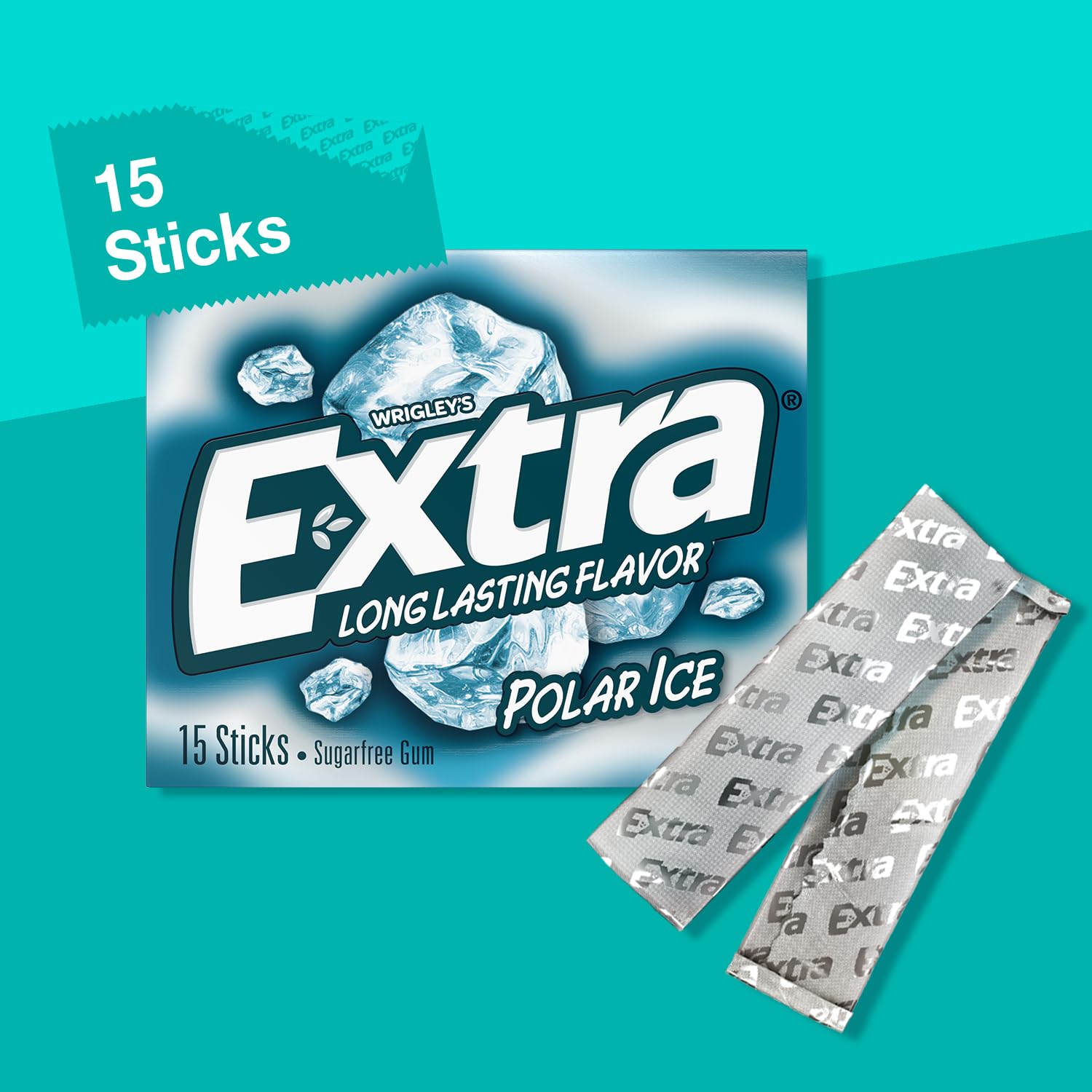 EXTRA Polar Ice Sugar Free Chewing Gum – 15 Stick Packs (Pack of 10)