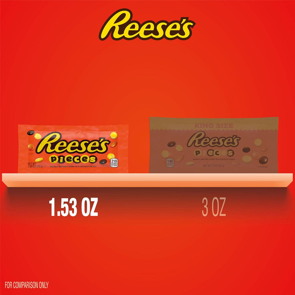 REESE'S PIECES Peanut Butter Candy - Crunchy Shell, Candy Bags, 1.53 oz (18 Count)