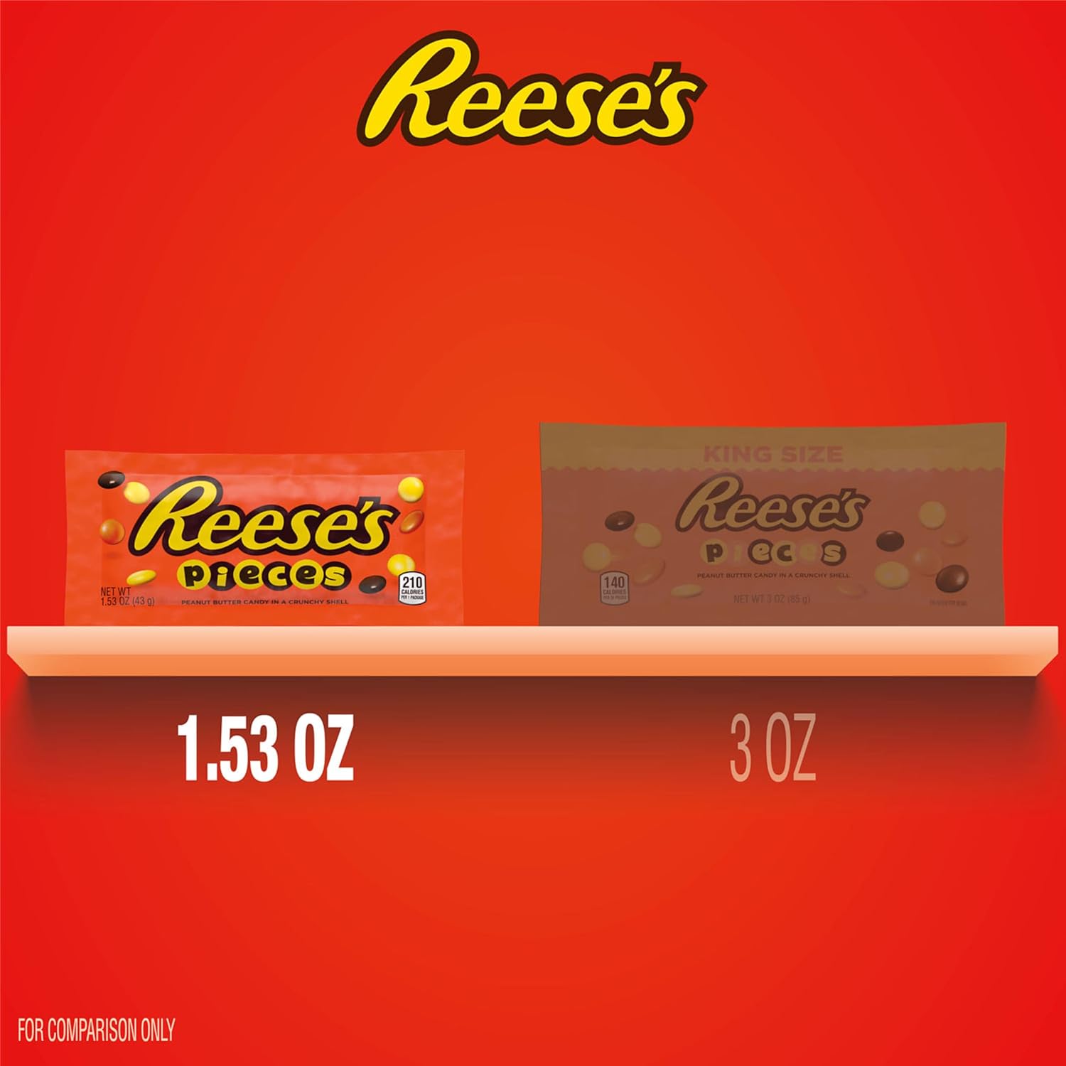 REESE'S PIECES Peanut Butter Candy - Crunchy Shell, Candy Bags, 1.53 oz (18 Count)