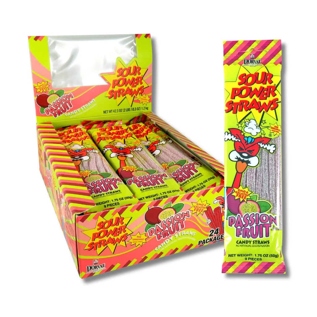 Sour Power Passion Fruit Straws – Sour Candy Straws (24 Pack)