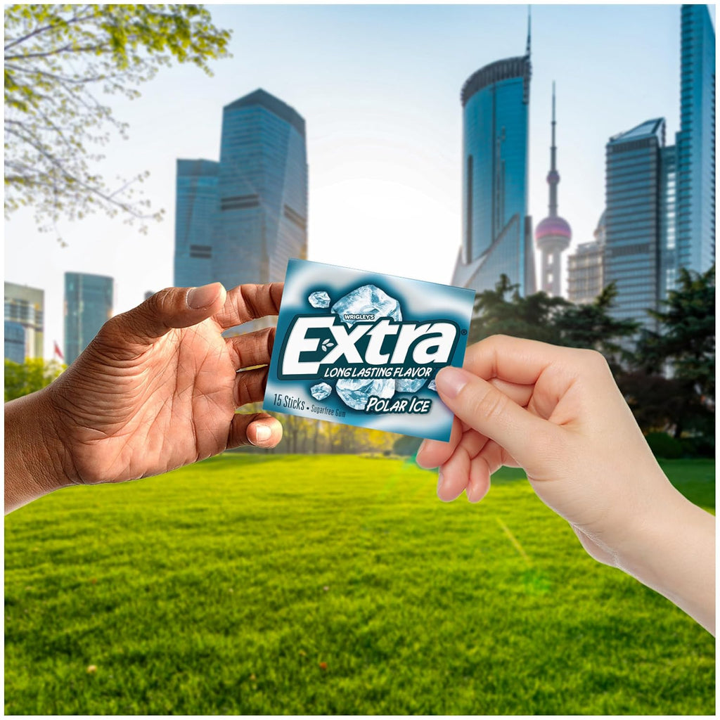 EXTRA Polar Ice Sugar Free Chewing Gum – 15 Stick Packs (Pack of 10)