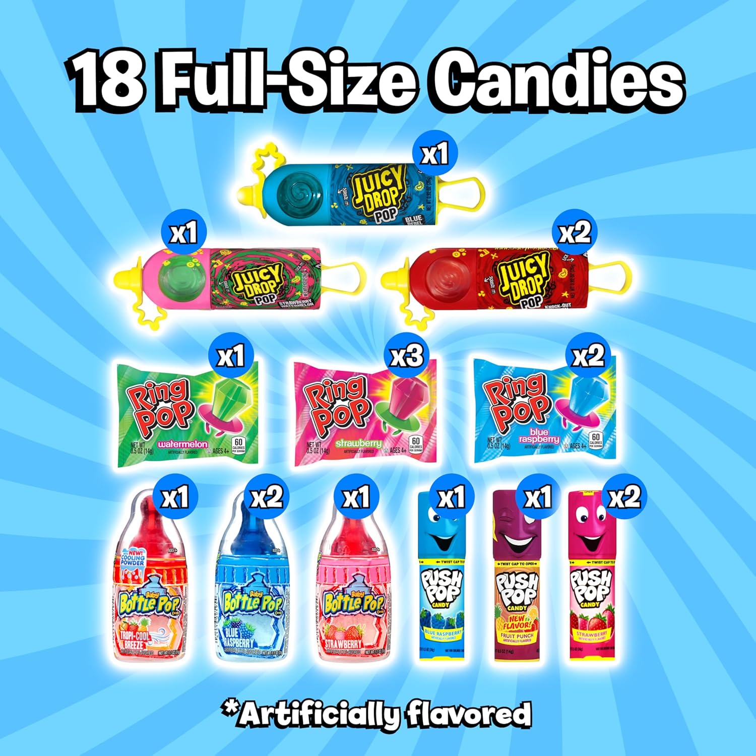 Bazooka Candy Brands - Candy Variety Pack – Assorted Lollipops (18 Ct)