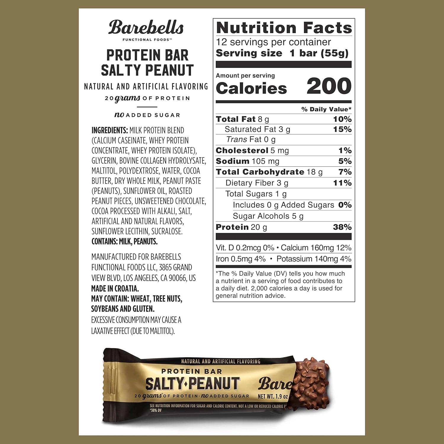 Barebells Protein Bar - Salty Peanut - 20g Protein (12 Bars)
