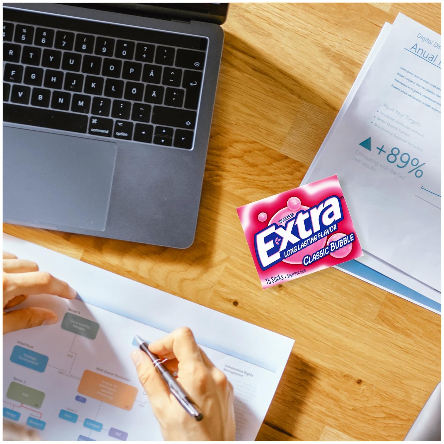 Extra Classic Bubble Sugar Free Chewing Gum – 15 Stick Packs (Pack of 10)